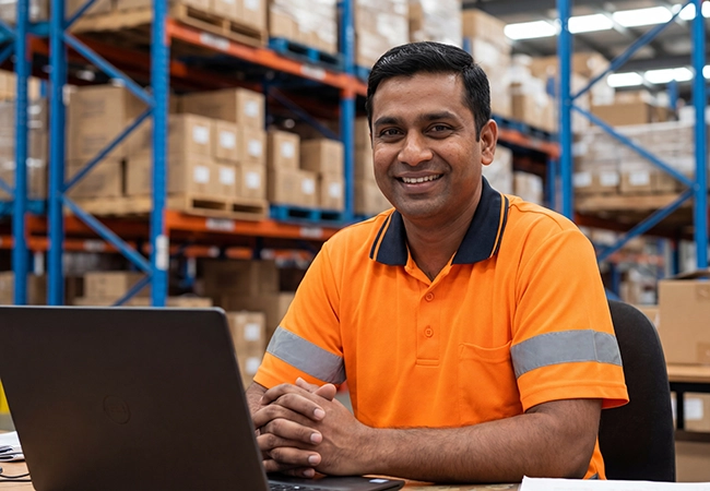 business owner with laptop
